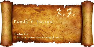 Kovár Ferenc névjegykártya