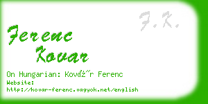 ferenc kovar business card